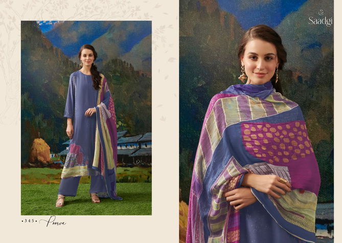 Saadgi Poorva Silk Printed Dress Material Catalog
